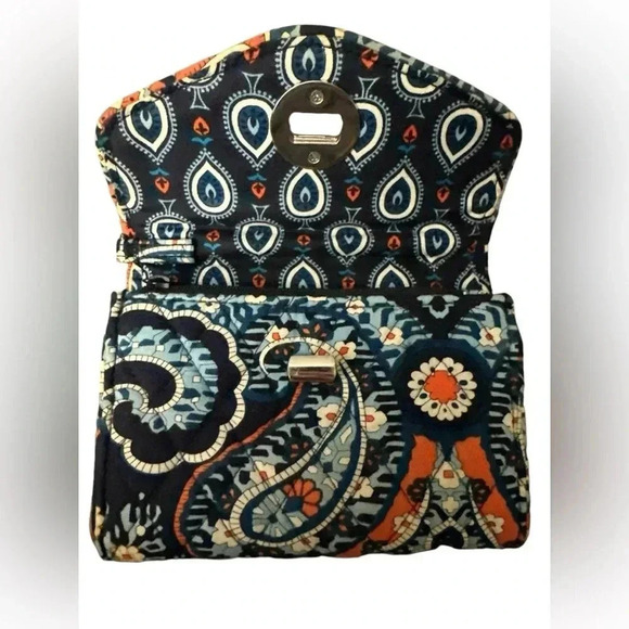 Vera Bradley orange and blue patterned twist lock wallet wristlet - Picture 3 of 6